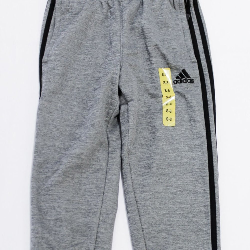 Adidas Kid's Unisex 3-Stripe Tapered Sweatpants Dark gray/Black Small AK5829